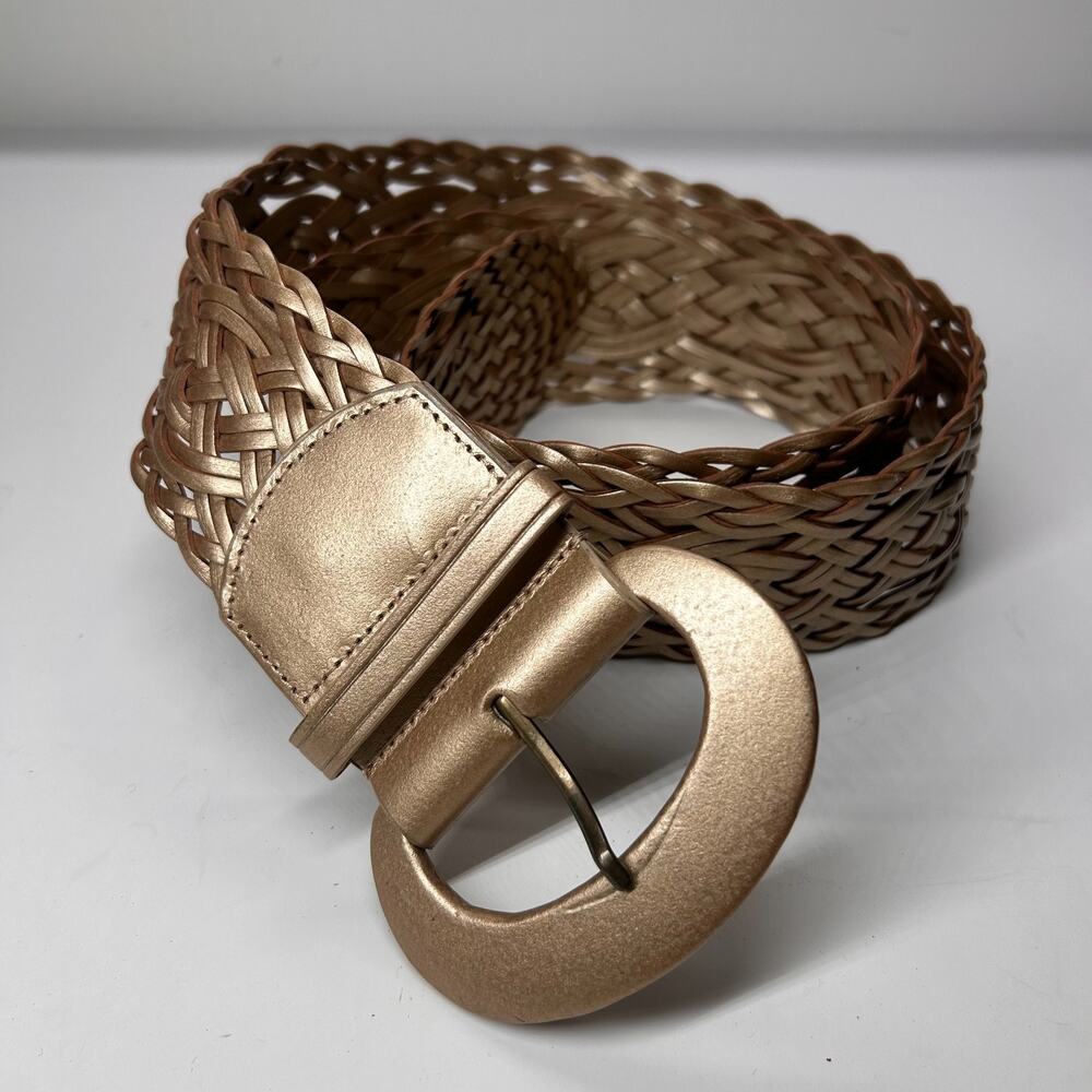 Lauren Ralph Lauren Womens Braided Metallic Gold Belt Size XL